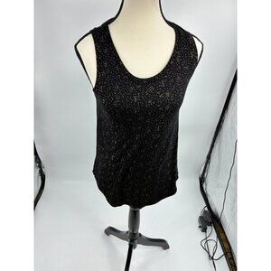 GAP Womens Size XS Black Sleeveless Tank Top Lightweight Stretch Gold Dots